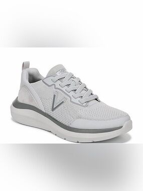 Vionic Men's Light Gray Mesh Lace-Up Athletic Sneaker with Gray Trim